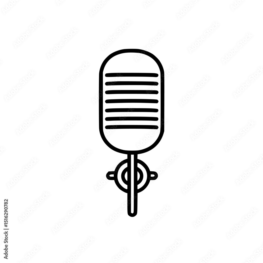 Poster microphone icon set designed for digital applications and user interfaces in a minimalist style