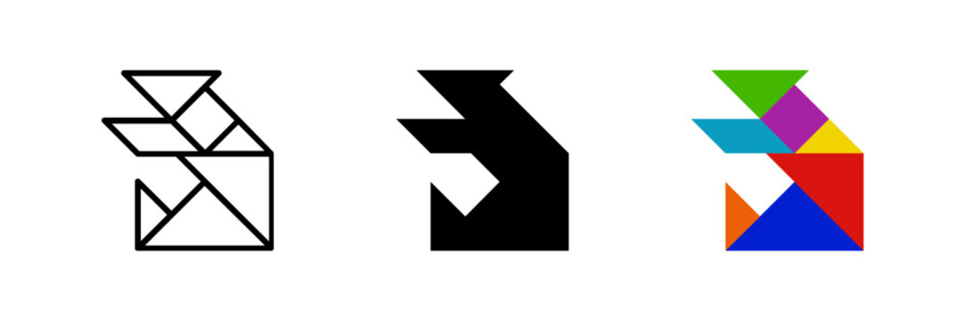 Bear tangram icon. Ideal for puzzles or animal design projects.