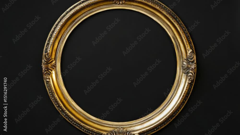 Poster A gold oval frame sits on a black background, ready for use in various design projects