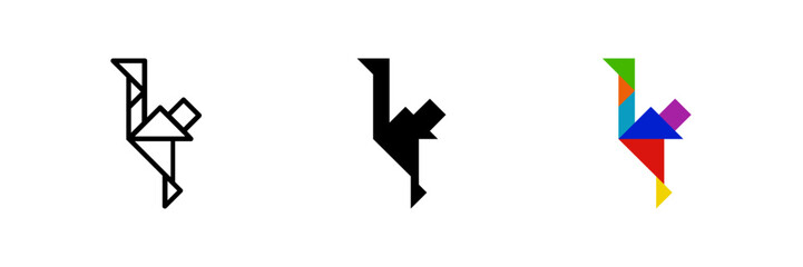 Ostrich tangram icon. Great for bird or puzzle designs.