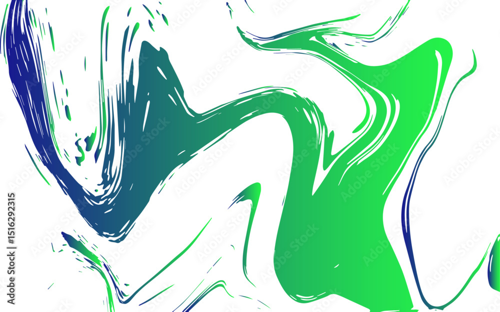 Poster abstract fluid art composition featuring dynamic swirls of green, blue, and white. marbled, liquid-l