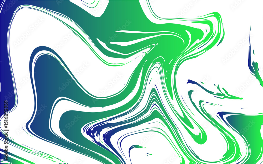 Poster abstract fluid art composition featuring dynamic swirls of green, blue, and white. marbled, liquid-l