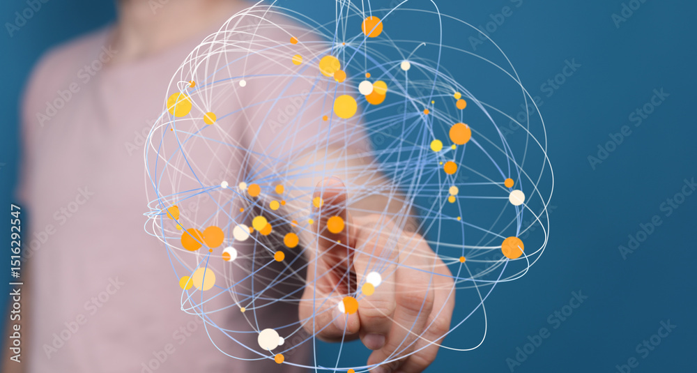 Poster Abstract image depicting interconnectedness, networking, and global communication.