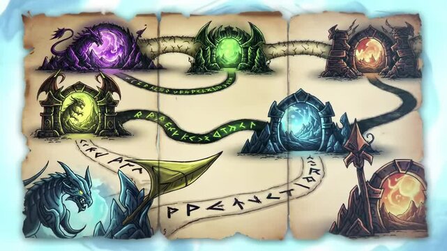 Fantasy game map with portals