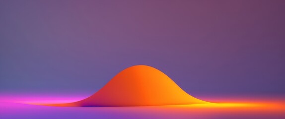 Gaussian Curve Illustration with Abstract Gradient Background, Orange and Purple Tones.