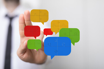 Visual representation of teamwork, communication, and problem-solving.  Ideal for business,...