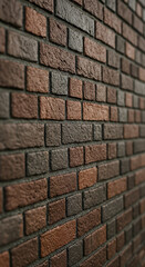 Brick Wall Texture in Perspective Brown and Gray Brickwork