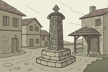 Obraz premium ancient relic, medieval village