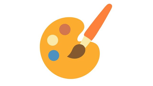 Artistic inspiration logo in cartoon animation. Animated ink paintbrush icon. Creative idea symbol. Alpha channel. Seamless looping.