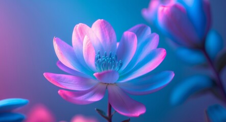 Luminous Lotus. A Captivating Display of Floral Beauty in Neon Hues, a Stunning Blossom.