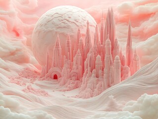 Dreamscape city: An ethereal metropolis blending architectural fantasy with celestial serenity