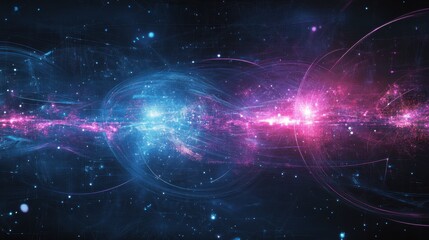 Obraz premium Abstract cosmic background with glowing blue and pink energy streams. Perfect for depicting science, technology, space or futuristic concepts.