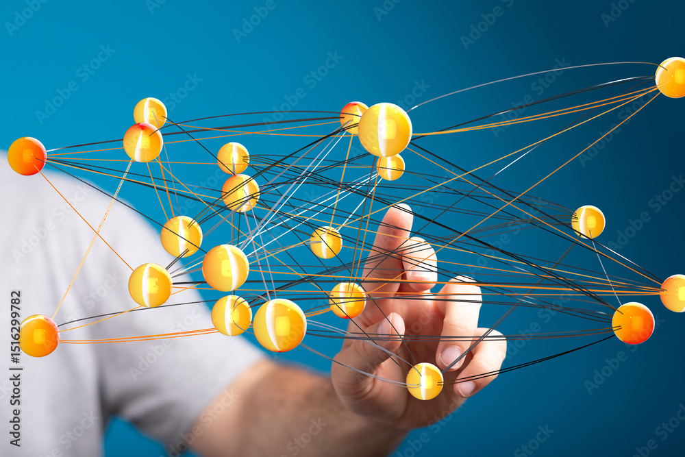 Poster abstract image of a network connection, representing global communication and data exchange.