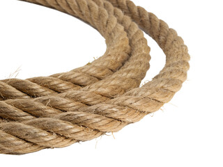 Coiled Natural Rope with Knot Isolated on transparent background, Isolated Png file, Cut-out, Isolate Png, No Background, Isolated object
