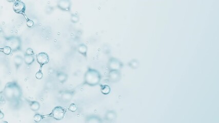 3d Abstract shiny glass molecule structures motion background. Cosmetic collagen serum, essence oil, vitamin, hyaluronic acid for skin care. Healthcare concept loop animation - Powered by Adobe