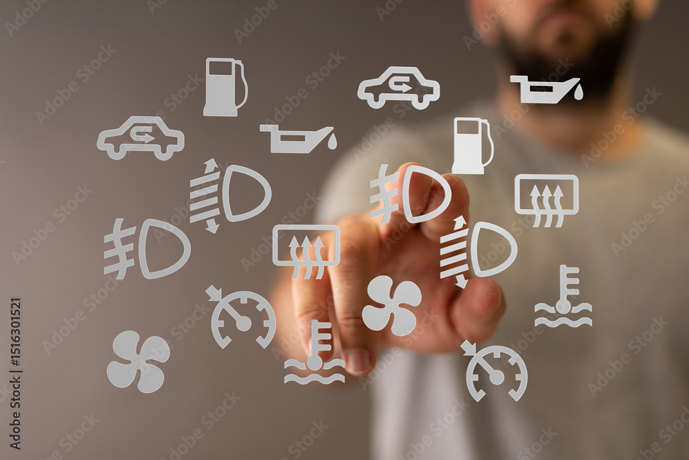 Poster Learn to identify and understand common car dashboard warning lights and symbols.  Easy guide for drivers.