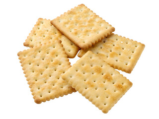 Stack of Soda Crackers Isolated on Black Isolated on transparent background, Isolated Png file, Cut-out, Isolate Png, No Background, Isolated object