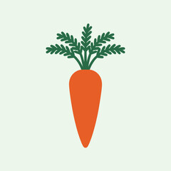 Vibrant orange carrot illustration with fresh green leaves isolated on a light green background perfect for healthy eating concepts and vegetable-themed designs