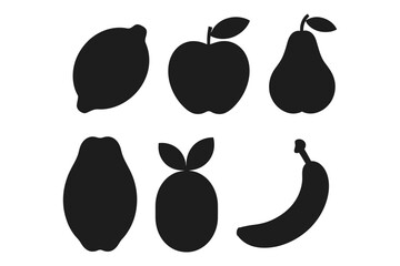 Silhouettes of various fruits in a simple layout