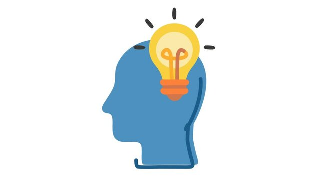 Creative idea concept in cartoon animation. Original thinking symbol. Brainstorming digital marketing solution icon. Innovative strategy sign. Alpha channel. Seamless looping.