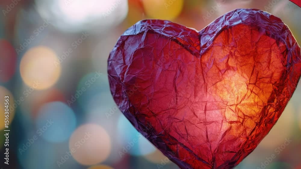 Aufkleber a paper heart hangs from a string, symbolizing love and affection