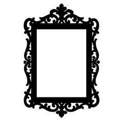 Ornate black picture frame with decorative floral patterns  