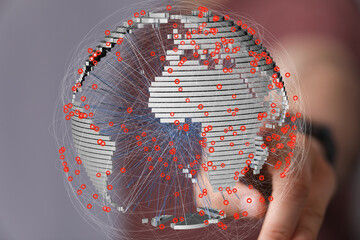 3D rendering of interconnected global network.  Visualize data flow, communication, or global reach.