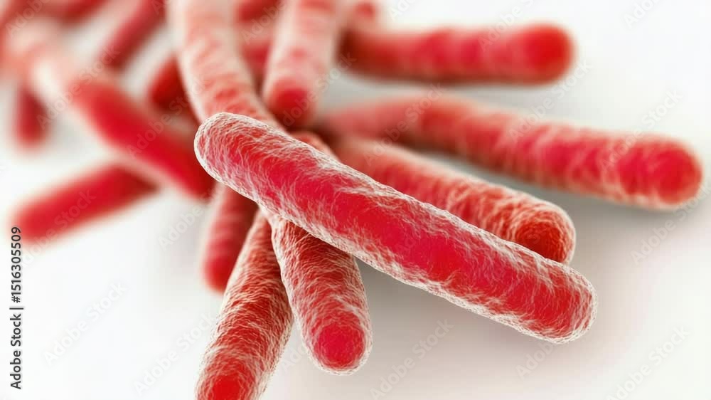 Poster close-up of multiple red bacterial cells