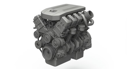 Fototapeta premium Detailed 3D Model of a V8 Engine