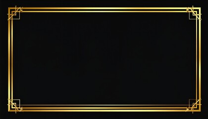 Gold Art Deco Frame with Black Background.