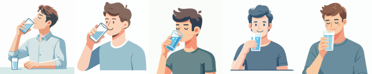 vector of a person drinking a glass of water