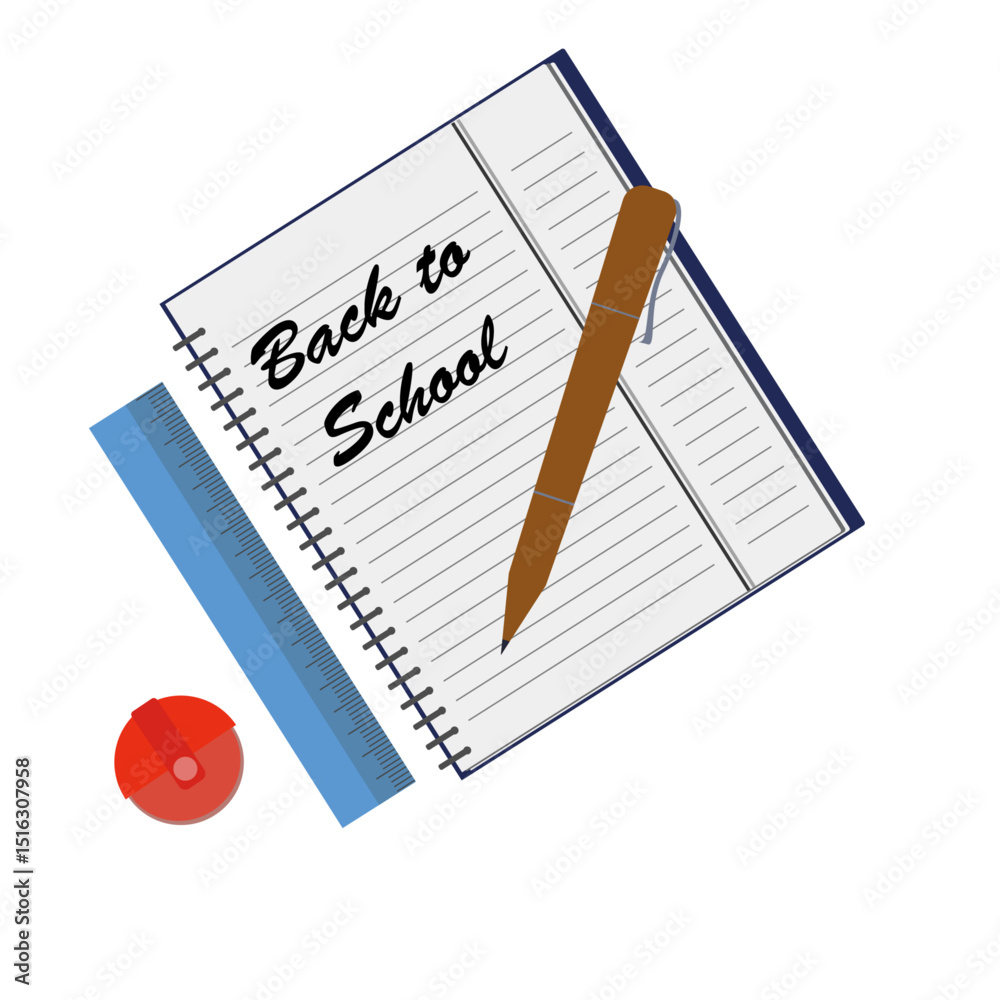 Fototapete back to school text write on the paper with pen graphic element