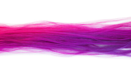 Obraz premium vibrant streak of magenta and purple hair isolated on white background