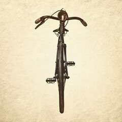 Sepia toned image of a vintage weathered bicycle