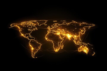 Global Network Map, Gold Lines