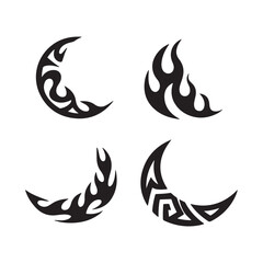 Moon decorated with zentangle for muslim silhouette 