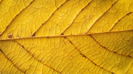 Obraz premium Detailed macro shot capturing the intricate structure of a vibrant yellow leaf