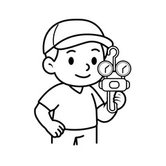 Air conditioning technician illustration