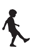 silhouette of a boy with ball playing