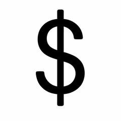 Obraz premium Dollar Sign Symbol | Black Dollar Icon on White Background | Finance Money Icon | Currency Symbol for Business, Banking, and Investment Graphics | Simple Dollar Vector