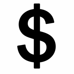 Dollar Sign Symbol | Black Dollar Icon on White Background | Finance Money Icon | Currency Symbol for Business, Banking, and Investment Graphics | Simple Dollar Vector

