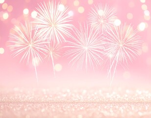 Pink fireworks celebration background