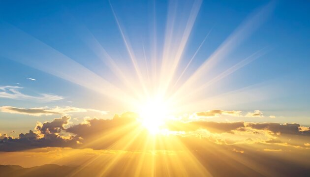 Bright Sunburst with Sky, and Clouds.