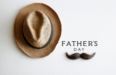  Father's Day concept  with  a hat and mustache 
