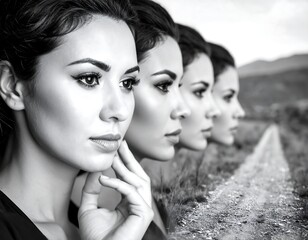 Fototapeta premium Black and white models, thoughtful pose