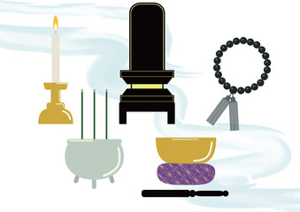 仏具のセットイラスト