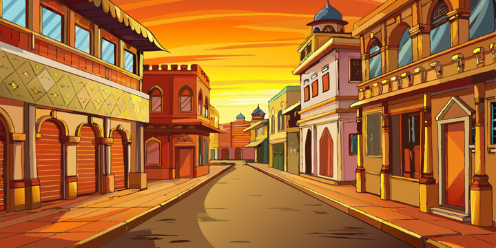 Lahore Street Serenity – Flat Vector Vibe Animation Background