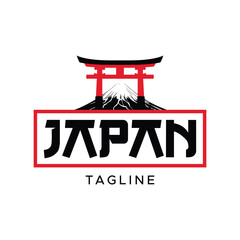 Japan Torii Gate Mount Fuji modern style vector illustration logo design for fashion graphics, t-shirts, prints, posters, gifts, stickers