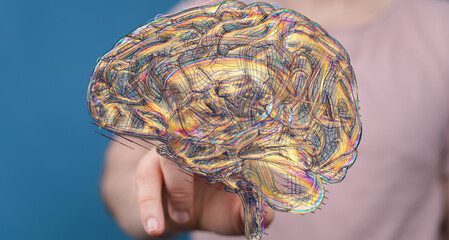 Intricate digital brain image.  Perfect for AI, neuroscience, or technology concepts.