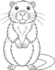 nutria animal art for coloring books vector illustration